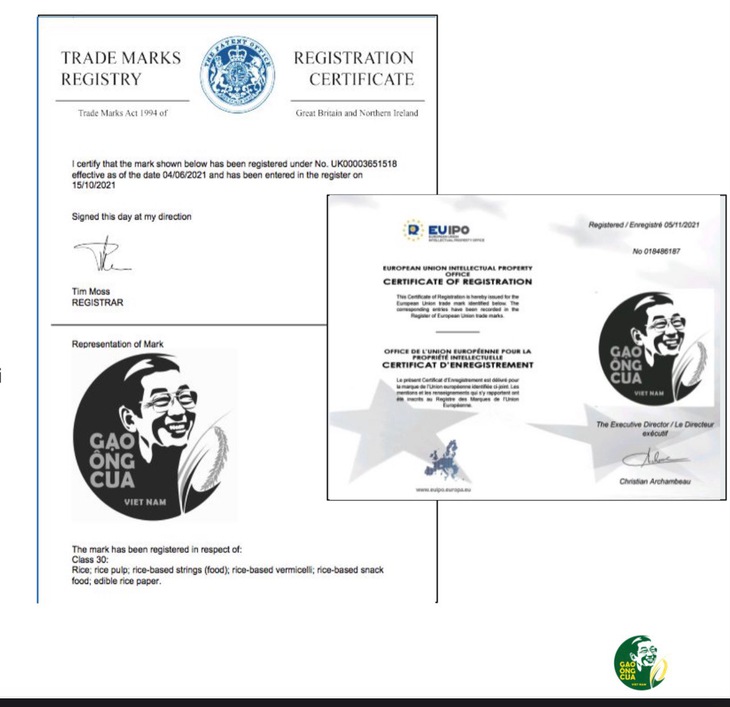 ‘Gạo ông Cua ST25’ được cấp bằng bảo hộ nhãn hiệu ở EU và Vương quốc Anh - Ảnh 1.