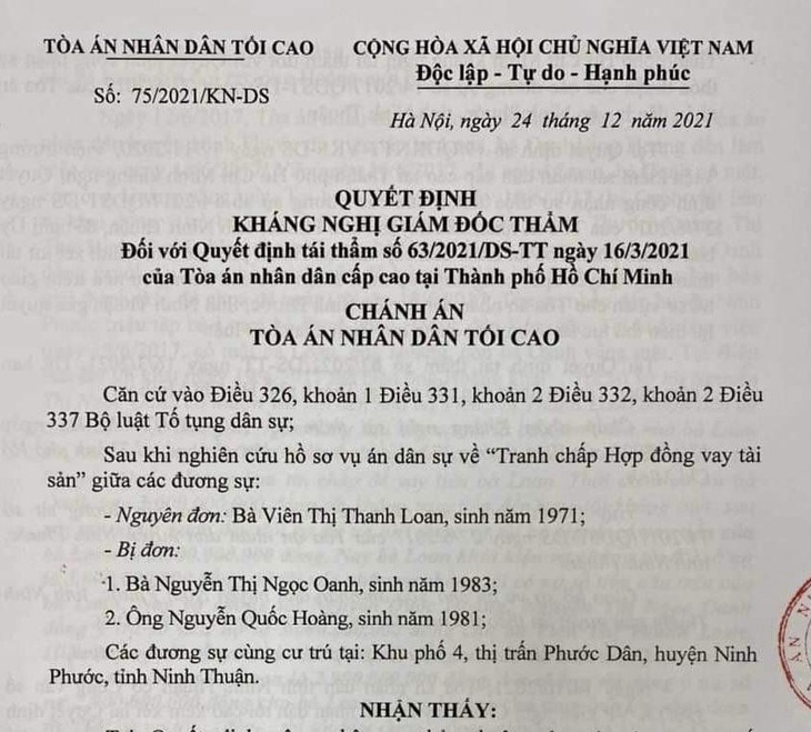 Vụ khởi tố nữ thư ký tòa Ninh Phước: Tòa tối cao kháng nghị hủy quyết định tái thẩm của Tòa cấp cao - Ảnh 2.