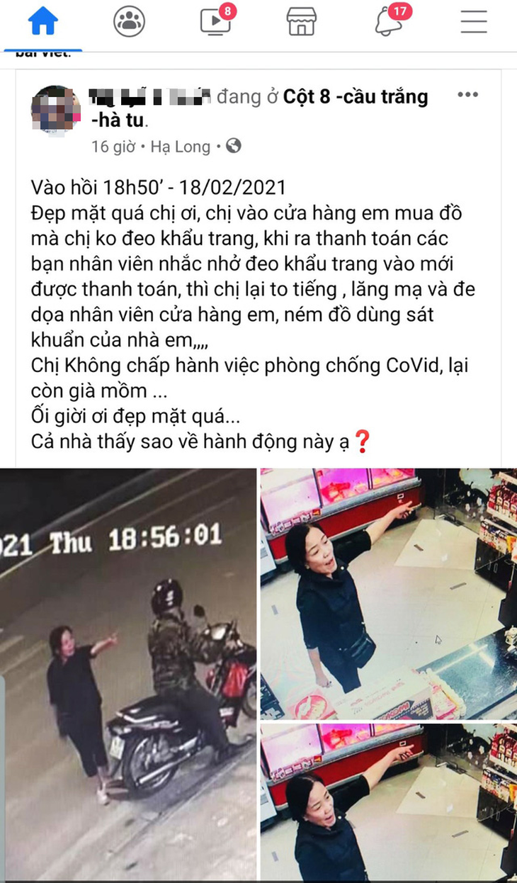 Sửng cồ khi nhân viên cửa hàng nhắc đeo khẩu trang, người phụ nữ được công an triệu tập - Ảnh 1. Sửng cồ khi nhân viên cửa hàng nhắc đeo khẩu trang, người phụ nữ được công an triệu tập - Ảnh 1.