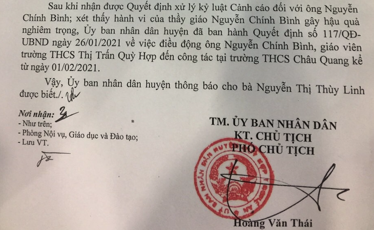 Cảnh cáo, chuyển công tác thầy giáo tát tai học sinh lớp 9 - Ảnh 1.