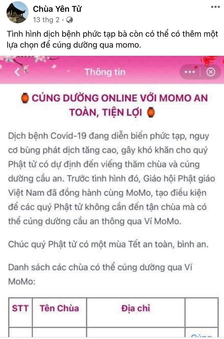 Giáo hội Phật giáo Việt Nam thử nghiệm cúng dường qua ví điện tử là thật, không phải giả mạo - Ảnh 1.