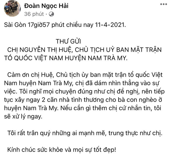 Ông Đoàn Ngọc Hải không đòi lại tiền hỗ trợ xây nhà, lãnh đạo huyện Nam Trà My nói gì? - Ảnh 2.