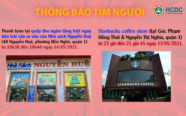 KHẨN: TP.HCM tìm người đến nhà sách Nguyễn Huệ và Starbucks quận 1