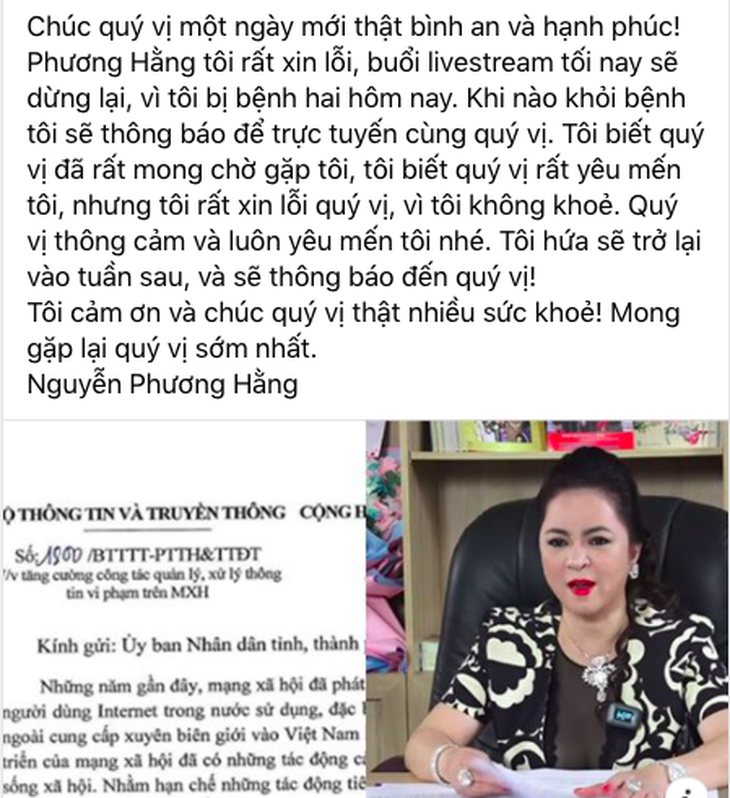 Bà Phương Hằng cam kết thôi không livestream tối nay - Ảnh 1.