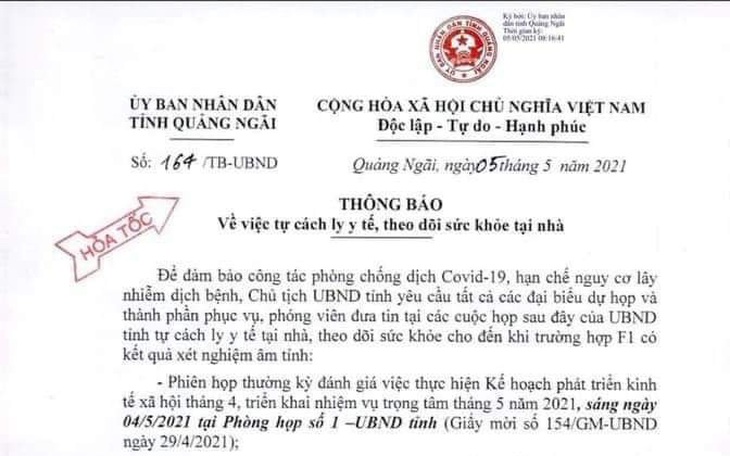 Đi chung chuyến bay, 8 lãnh đạo, cán bộ Quảng Ngãi là F1 của nữ nhân viên mắc COVID-19