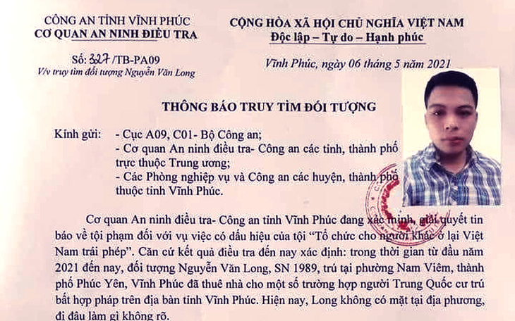 Vĩnh Phúc truy quét, lại bắt được người Trung Quốc nhập cảnh trái phép