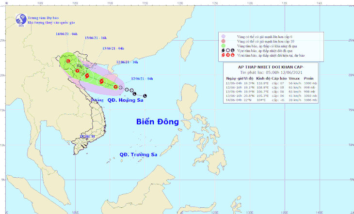 Dự báo bão giật cấp 10 có thể vào vịnh Bắc Bộ rạng sáng mai 13-6 - Ảnh 1.