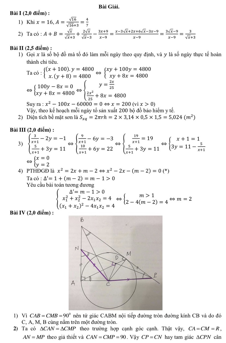 Gợi ý giải đề môn toán thi vào lớp 10 Hà Nội - Ảnh 2.