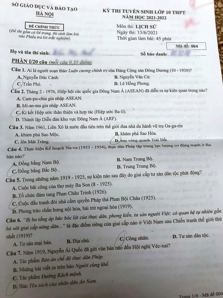 Đề sử thi vào lớp 10 Hà Nội - Ảnh 1.