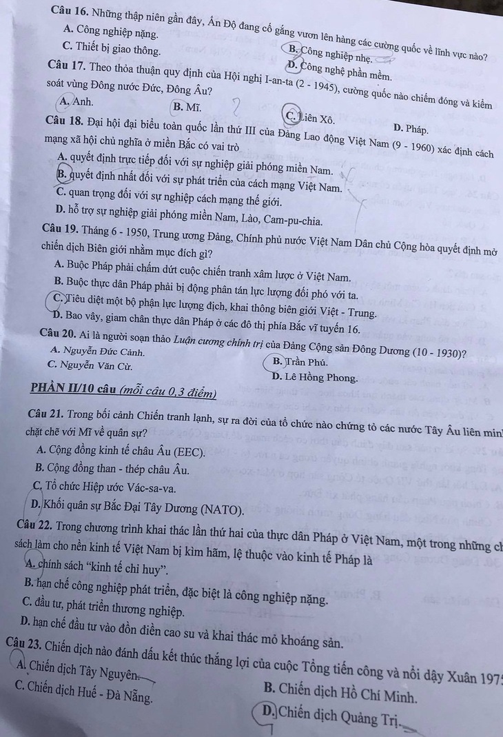 Gợi ý giải đề môn lịch sử thi tuyển sinh lớp 10 Hà Nội - Ảnh 4.