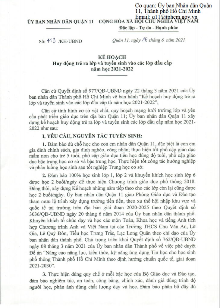 Năm đầu tiên quận 11 có lớp 6 chương trình tích hợp - Ảnh 1.