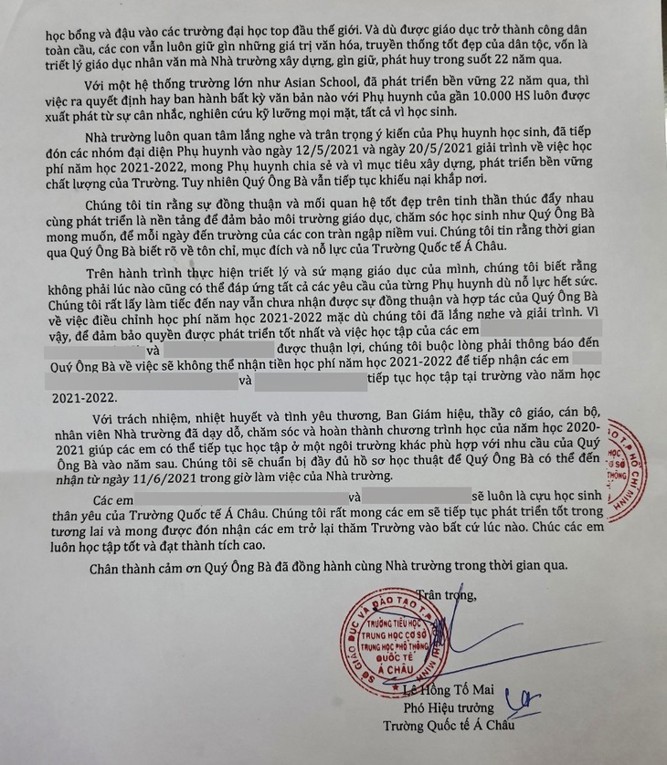 Trường Quốc tế Á Châu không nhận học sinh có phụ huynh khiếu nại học phí, đúng luật không? - Ảnh 3.