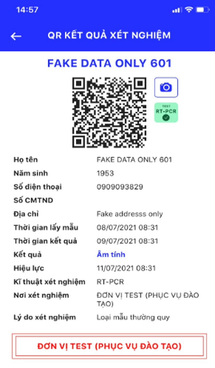 Trả kết quả xét nghiệm COVID-19 bằng QR Code qua ứng dụng Y tế HCM - Ảnh 1.