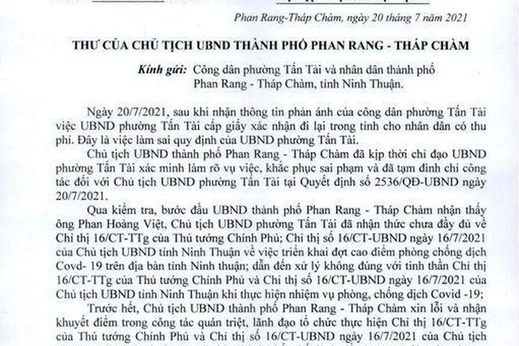 Chủ tịch TP Phan Rang - Tháp Chàm xin lỗi dân vì 