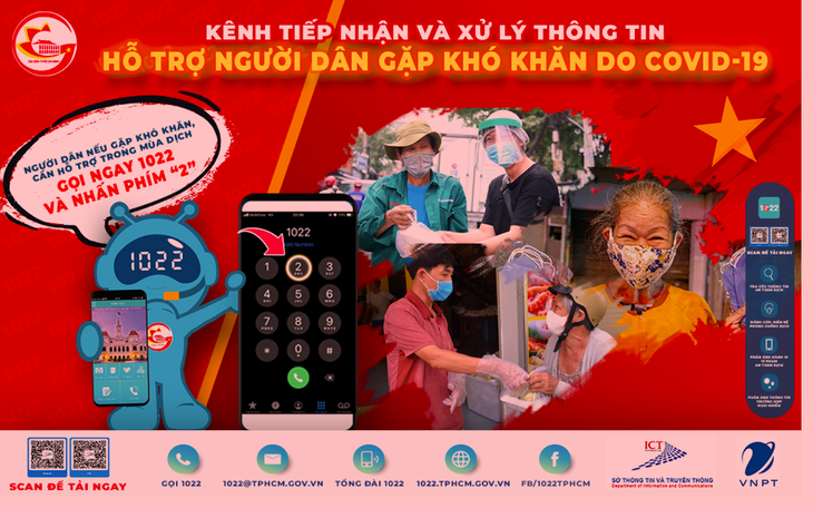 TP.HCM: Người dân khó khăn do COVID-19, gọi 1022 để được hỗ trợ