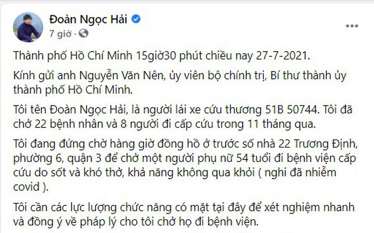 Quận 3 lên tiếng về thông tin trên Facebook Đoàn Ngọc Hải