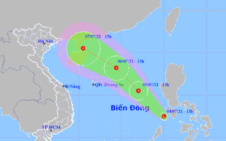 Ngày 5-7, dự báo áp thấp nhiệt đới trên Biển Đông, biển Bình Thuận đến Cà Mau sóng to