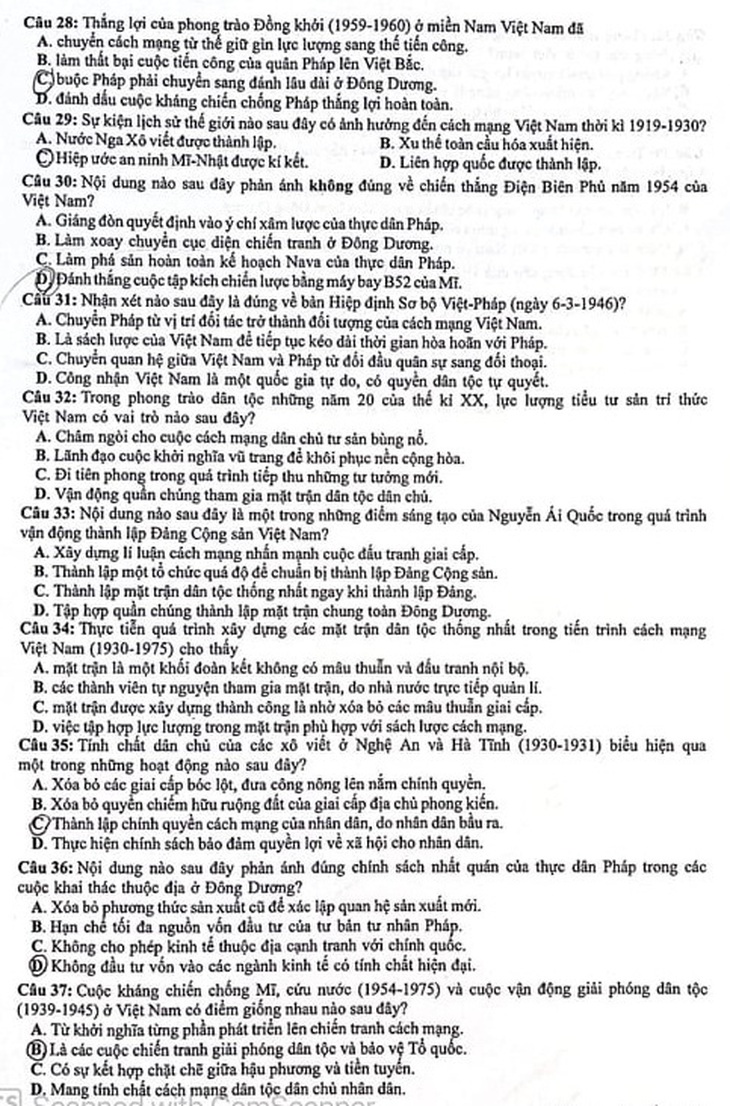 Bài giải gợi ý môn lịch sử kỳ thi tốt nghiệp THPT 2021 - Ảnh 4.