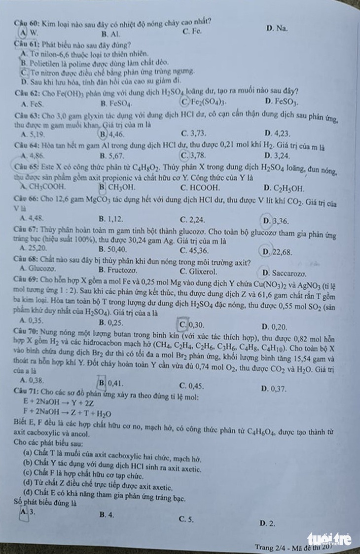 Đề và bài giải môn hóa thi tốt nghiệp THPT 2021 - Ảnh 3.