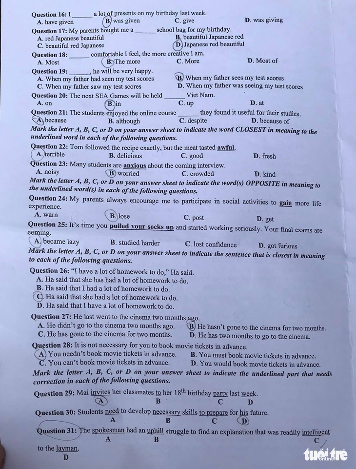 Đề và bài giải môn ngoại ngữ kỳ thi tốt nghiệp THPT 2021 - Ảnh 3.