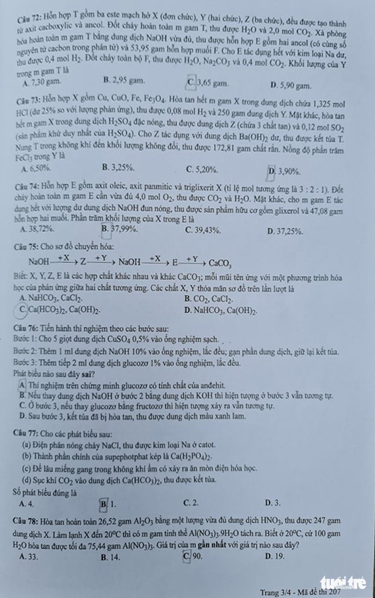Đề và bài giải môn hóa thi tốt nghiệp THPT 2021 - Ảnh 4.
