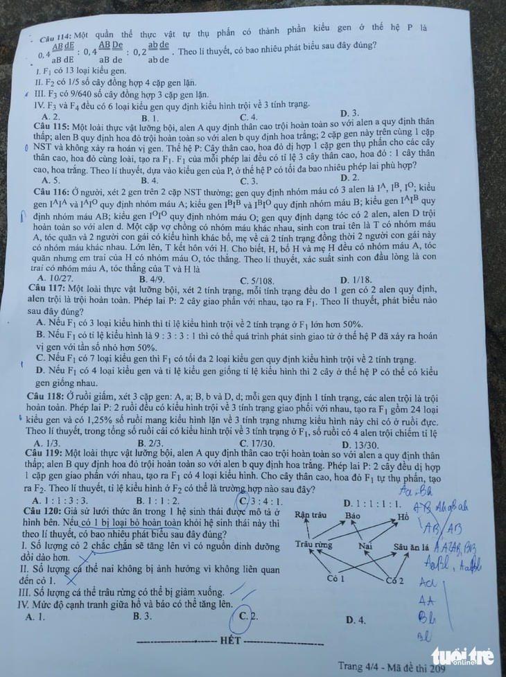 Đề và bài giải môn sinh học thi tốt nghiệp THPT 2021 - Ảnh 5.