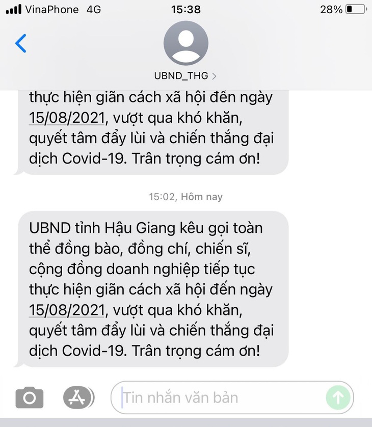 Tin nhắn VinaPhone ở Hậu Giang gây hiểu nhầm: Nhắn lại tin khác - Ảnh 1.