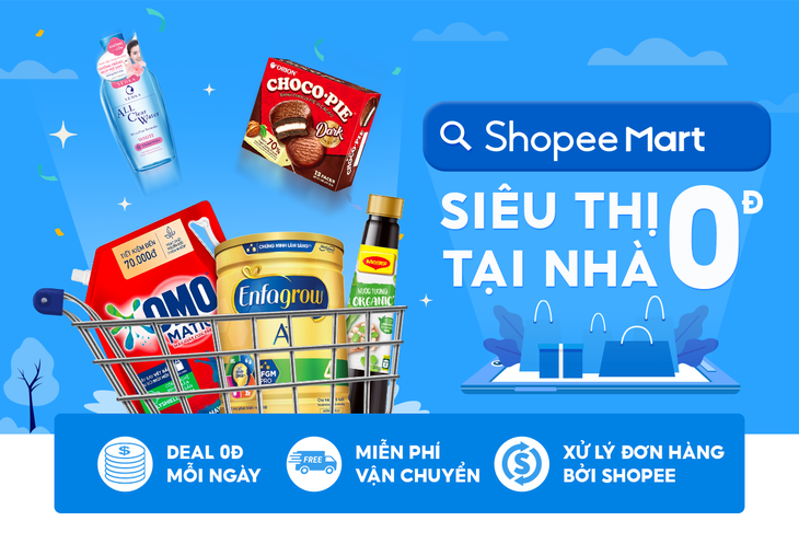 Nhiều ưu đãi giảm giá đến 50% cho nhóm hàng tiêu dùng thiết yếu tại Shopee Mart - Ảnh 1.