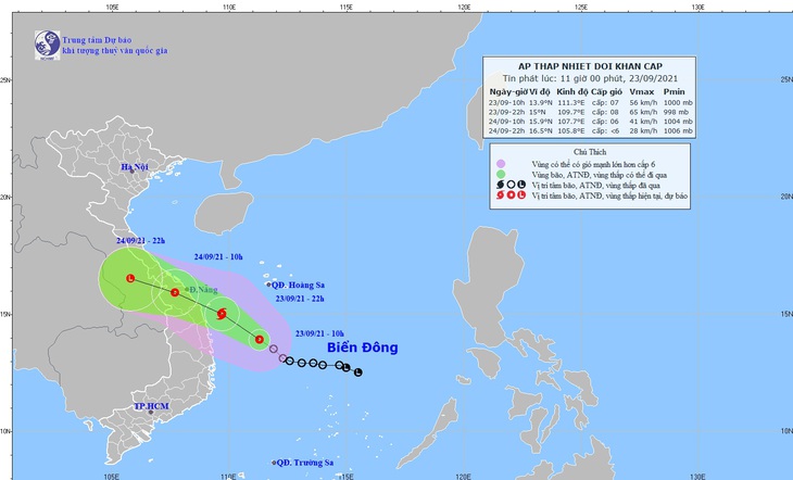 Áp thấp nhiệt đới đổ bộ vào đêm nay và rạng sáng mai 24-9 - Ảnh 1.