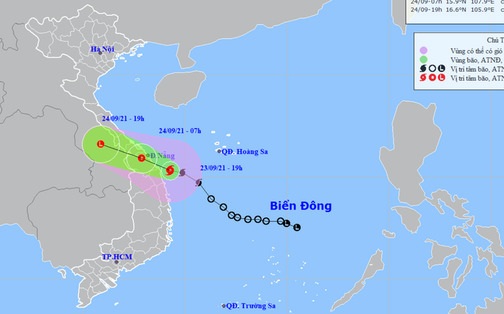 Bão số 6 trên vùng biển từ Quảng Trị đến Quảng Ngãi, nhiều nơi ở miền Trung mưa lớn