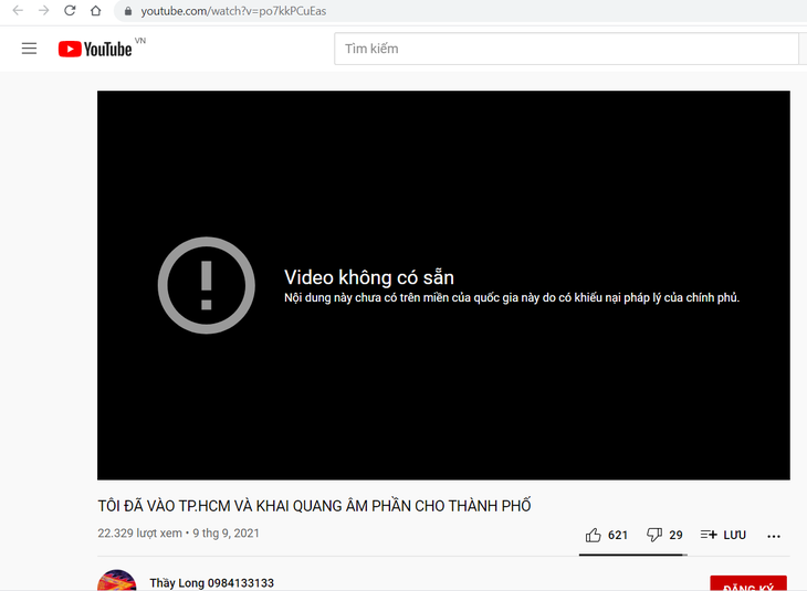 YouTube chặn 13 video trên kênh thầy Long trấn yểm COVID-19, Hà Nội chỉ đạo xử lý nghiêm - Ảnh 1.