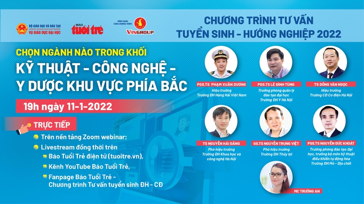 19h tối nay 11-1: Tư vấn Chọn ngành nào trong khối kỹ thuật - công nghệ - y dược khu vực phía Bắc - Ảnh 1.