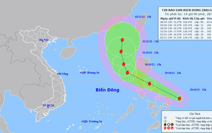 Bão Nalgae đang hướng vào Biển Đông - Ảnh 1.