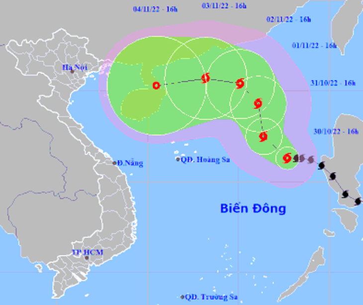 Tâm bão số 7 trên vùng biển phía đông khu vực Bắc Biển Đông - Ảnh 1.