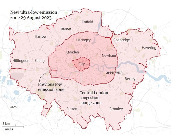 London mở rộng vùng phát thải cực thấp, thu phí đối với ô tô - Ảnh 2. London mở rộng vùng phát thải cực thấp, thu phí đối với ô tô - Ảnh 2.