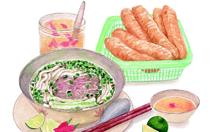 Màu phở trong tranh minh họa ẩm thực