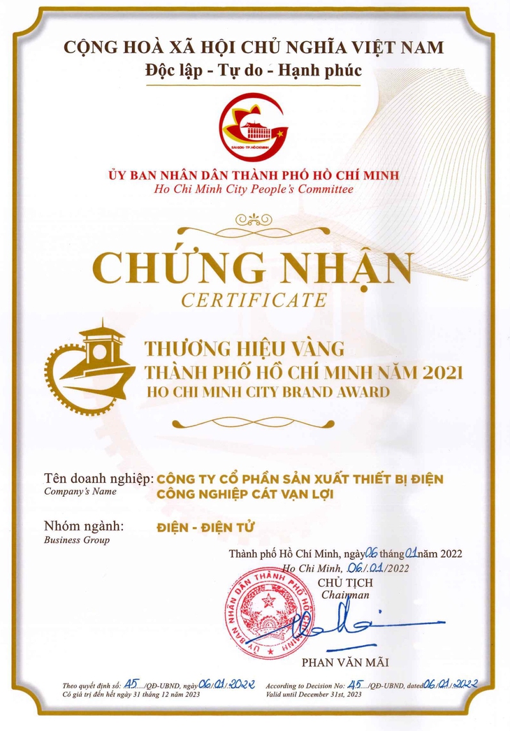 Cát Vạn Lợi xuất sắc đạt giải thưởng Thương Hiệu Vàng TP.HCM năm 2021 - Ảnh 2.