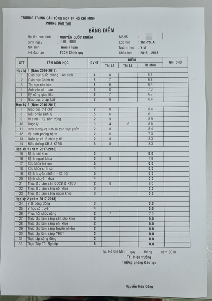 Bác sĩ dỏm Nguyễn Quốc Khiêm không phải sinh viên Trường CĐ Sài Gòn Gia Định - Ảnh 1.