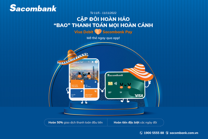 Nhiều ưu đãi khi mở mới thẻ thanh toán Sacombank Visa trên ứng dụng Sacombank Pay - Ảnh 1.