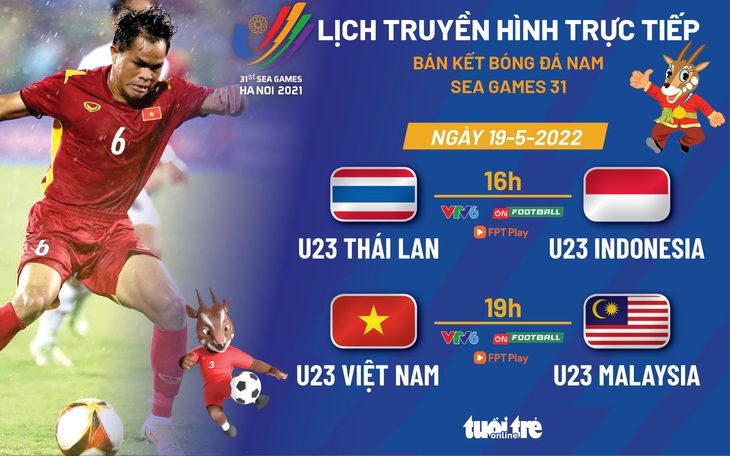 Lịch trực tiếp bán kết bóng đá nam SEA Games 31: U23 Việt Nam - U23 Malaysia