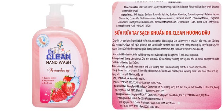 Đình chỉ lưu hành, thu hồi sản phẩm sữa rửa tay sạch khuẩn Dr.Clean hương dâu - Ảnh 1.