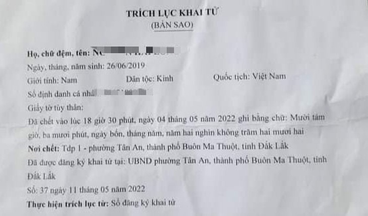 Hủy giấy chứng tử đã cấp cho cháu bé còn sống - Ảnh 1.