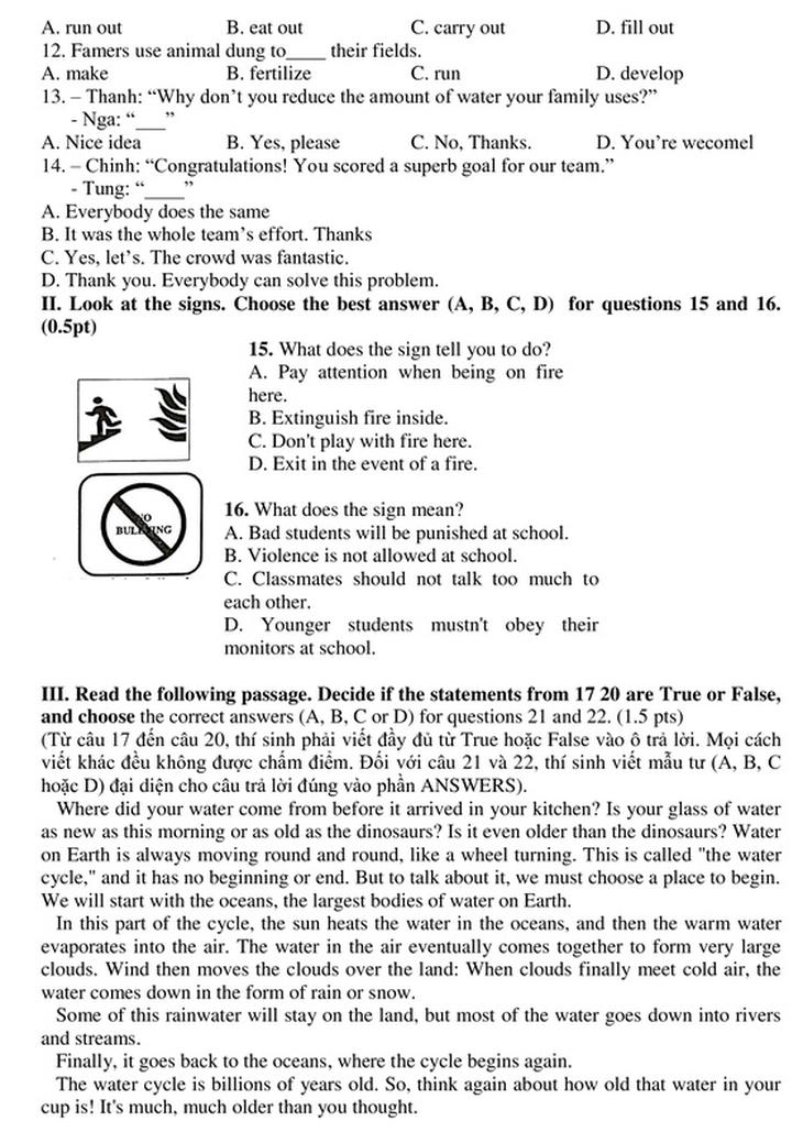 Gợi ý giải đề thi tiếng Anh vào lớp 10 ở TP.HCM - Ảnh 2.