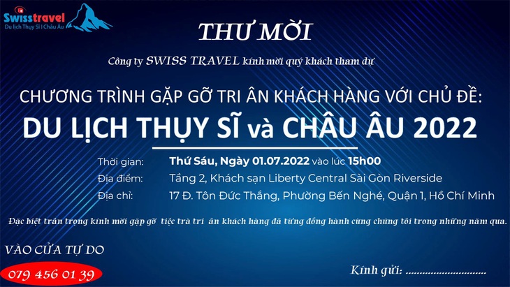 Gặp gỡ tri ân khách hàng tại chương trình ‘Du lịch Thụy Sĩ và châu Âu 2022’ - Ảnh 1.