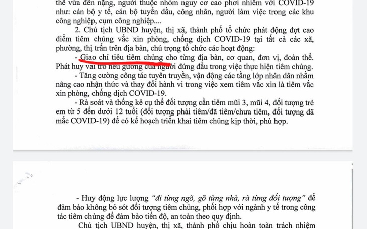 Giao chỉ tiêu tiêm vắc xin mũi 4, chủ tịch tỉnh nói vẫn trừ 