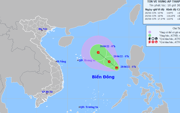 Biển Đông khả năng xuất hiện áp thấp nhiệt đới trong 24 giờ tới