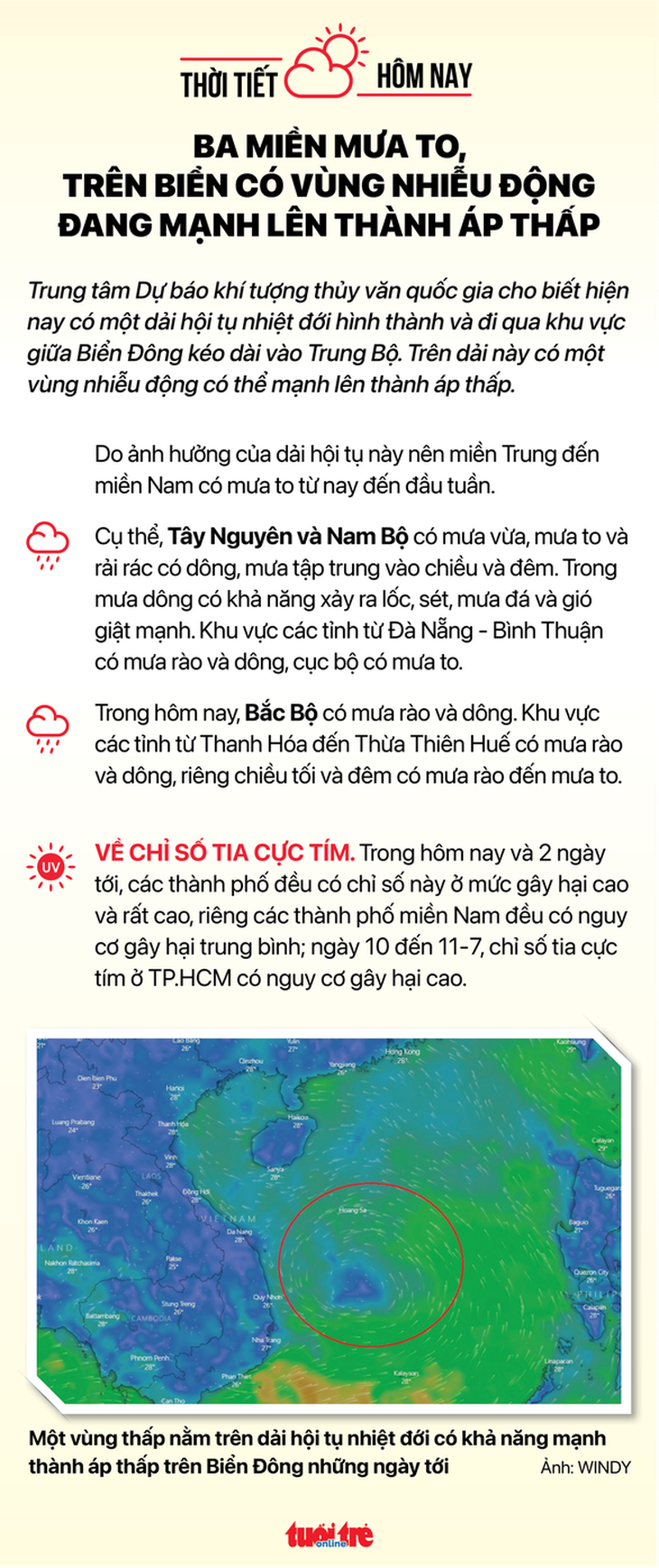 Hôm nay 10-7: Có khả năng hình thành áp thấp trên biển, cả ba miền đều mưa - Ảnh 2.