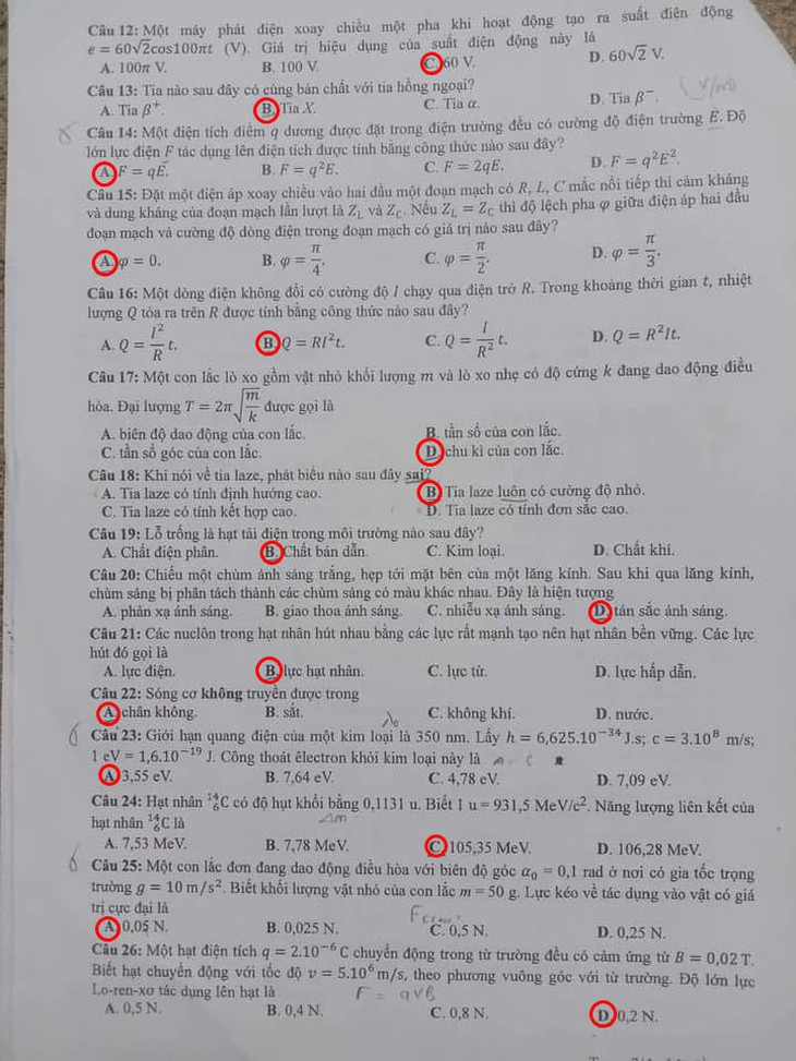 Gợi ý bài giải môn vật lý kỳ thi tốt nghiệp THPT 2022 - Ảnh 2.