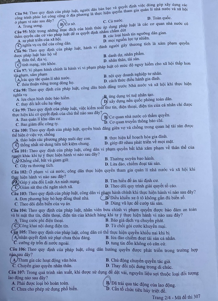 Đề thi giáo dục công dân kỳ thi tốt nghiệp THPT năm 2022 - Ảnh 2.
