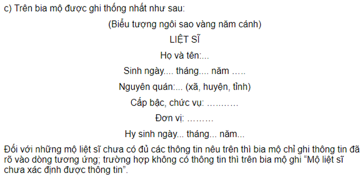 Đổi bia mộ liệt sĩ vô danh’ thành ‘liệt sĩ chưa xác định được tên’: Đã có quy định, nhưng... - Ảnh 2.